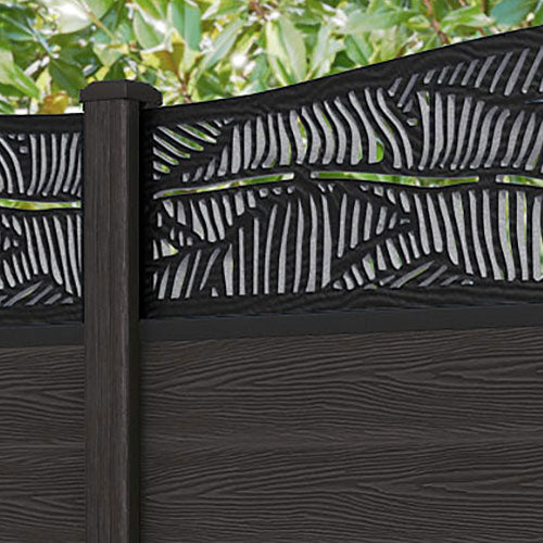 Classic Feather Curved Top Fence Panel - Dark Oak - with our composite posts