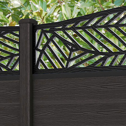 Classic Habitat Curved Top Fence Panel - Dark Oak - with our composite posts