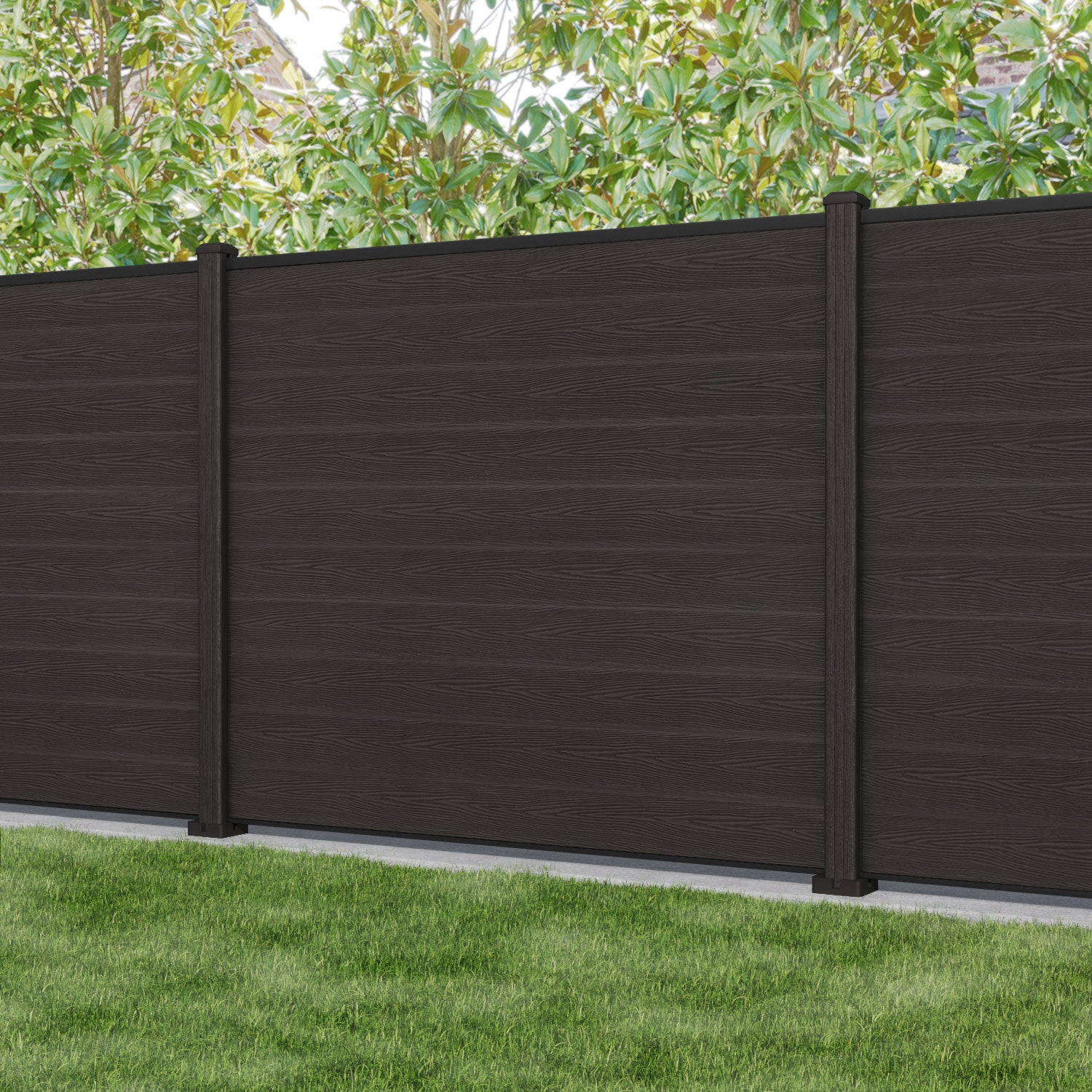 Classic Fence Panel - Dark Oak - with our composite posts