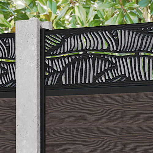 Classic Feather Fence Panel - Mid Brown - for existing concrete posts