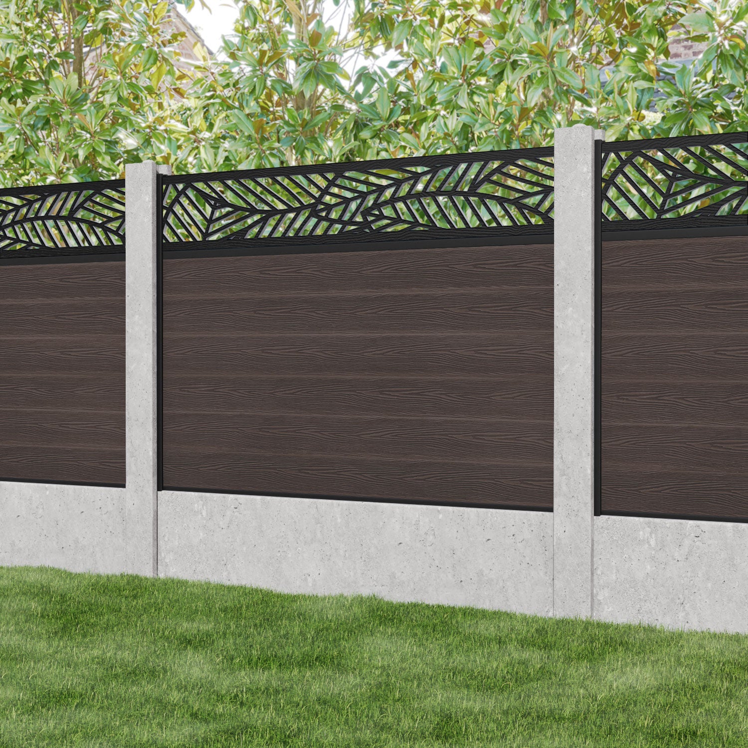 Classic Habitat Fence Panel - Mid Brown - for existing concrete posts