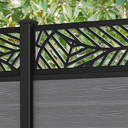 Classic Habitat Fence Panel - Mid Grey - with our aluminium posts