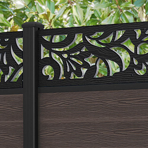 Classic Heritage Fence Panel - Dark Oak - with our aluminium posts