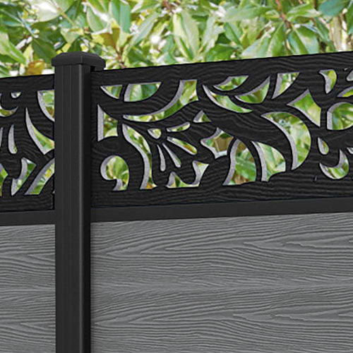 Classic Heritage Fence Panel - Mid Grey - with our aluminium posts