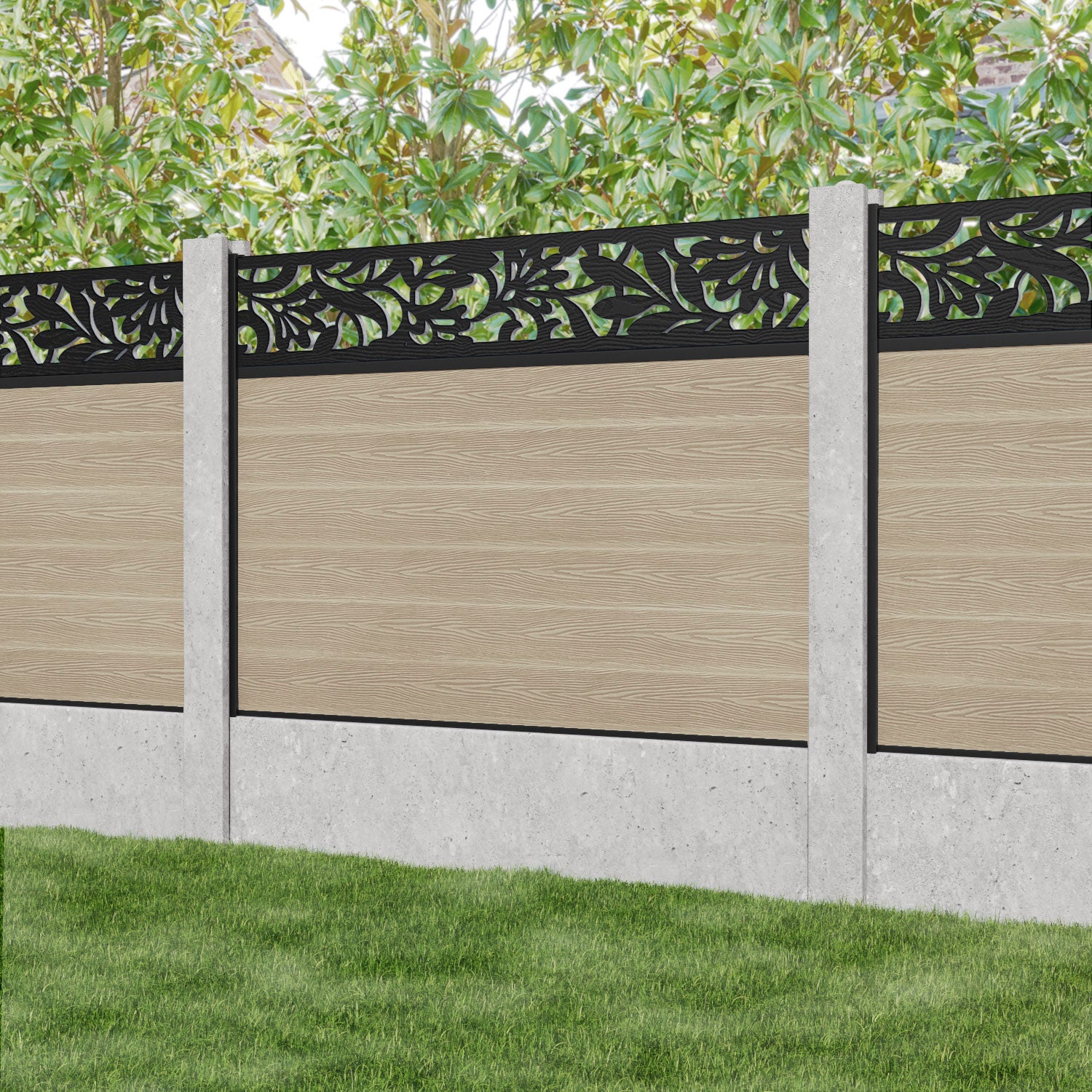 Classic Heritage Fence Panel - Light Oak - for existing concrete posts
