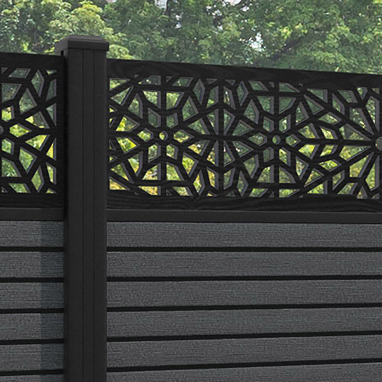 Hudson Alnara Fence Panel - Dark Grey - with our aluminium posts