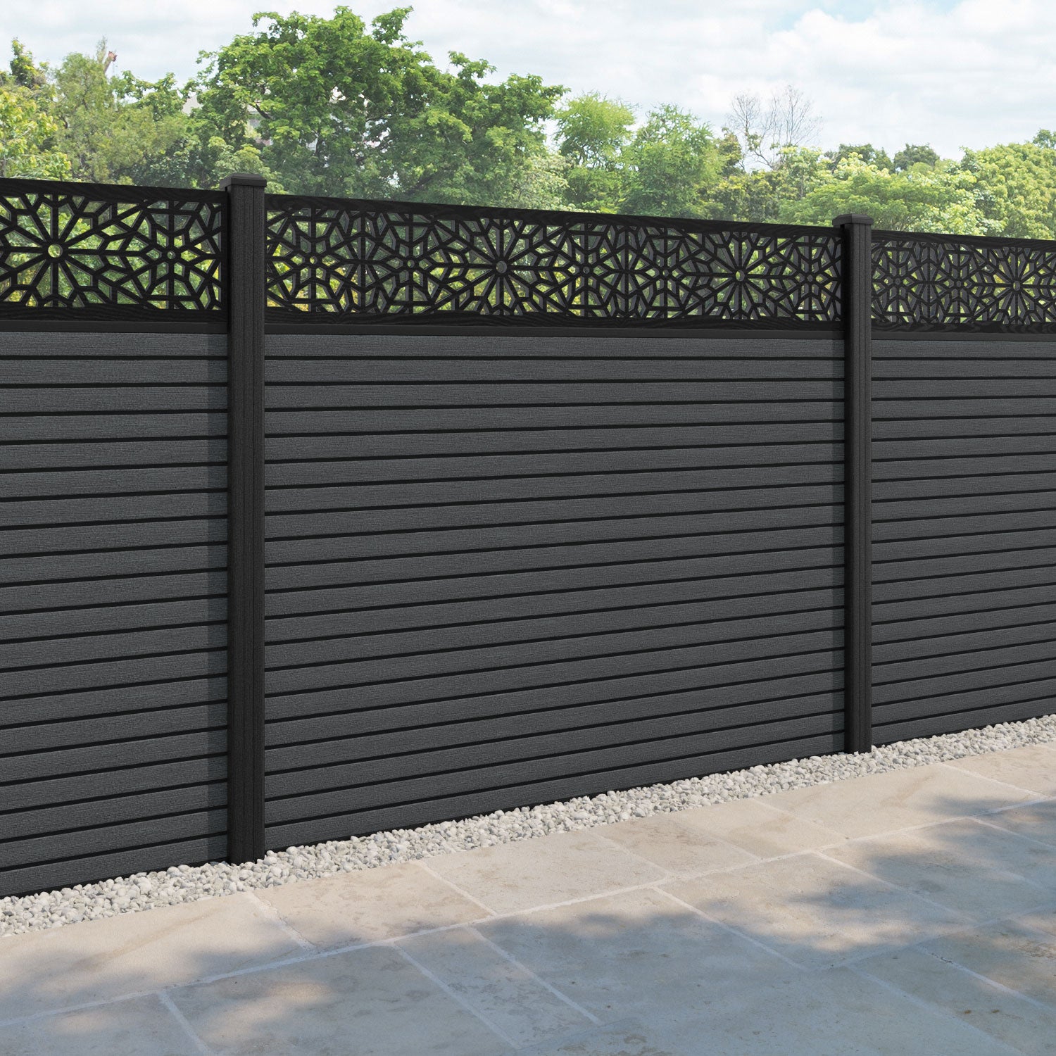 Hudson Alnara Fence Panel - Dark Grey - with our composite posts