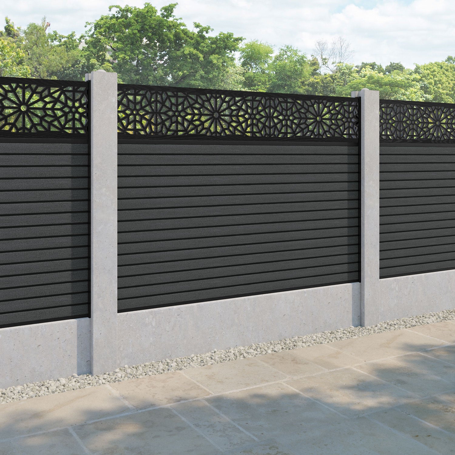 Hudson Alnara Fence Panel - Dark Grey - for existing concrete posts