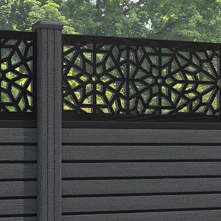Hudson Alnara Fence Panel - Dark Grey - with our composite posts