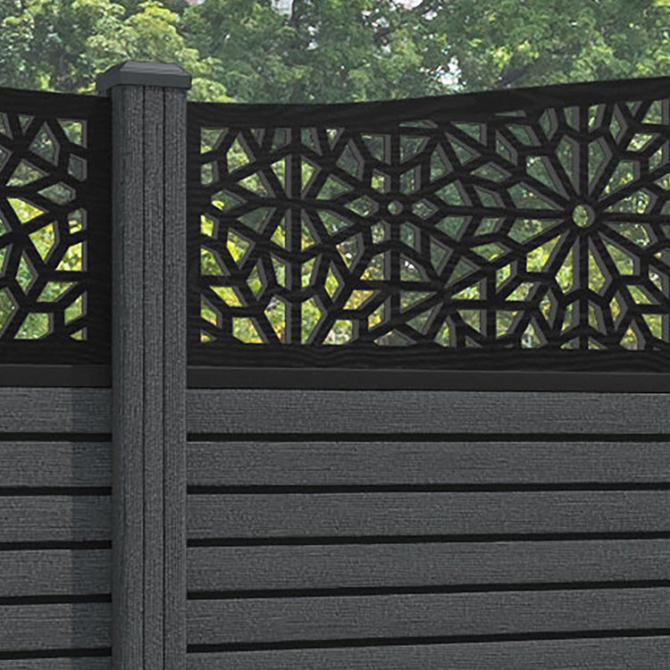 Hudson Alnara Curved Top Fence Panel - Dark Grey - with our composite posts