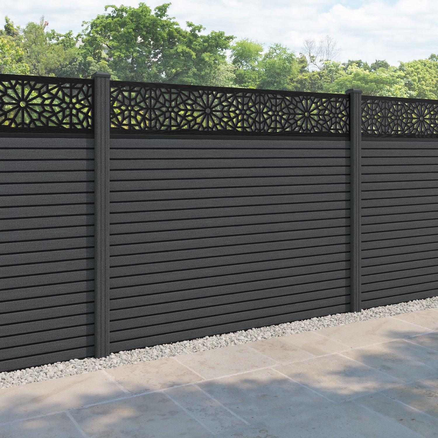 Hudson Alnara Fence Panel - Dark Grey - with our composite posts