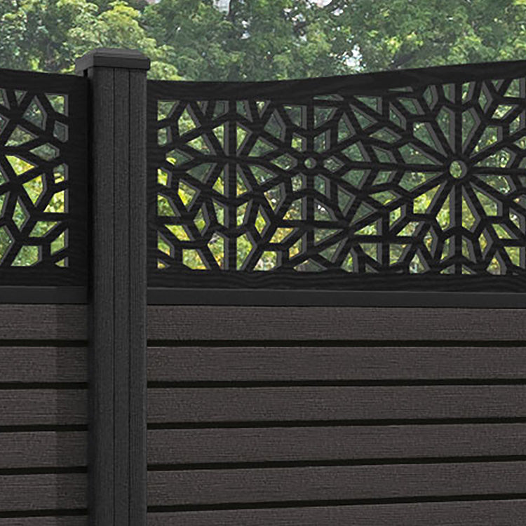 Hudson Alnara Curved Top Fence Panel - Dark Oak - with our composite posts