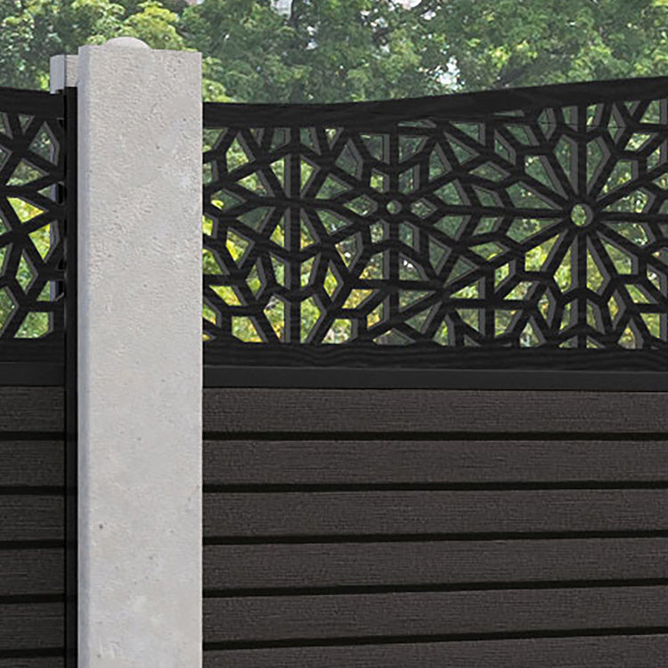 Hudson Alnara Curved Top Fence Panel - Dark Oak - for existing concrete posts
