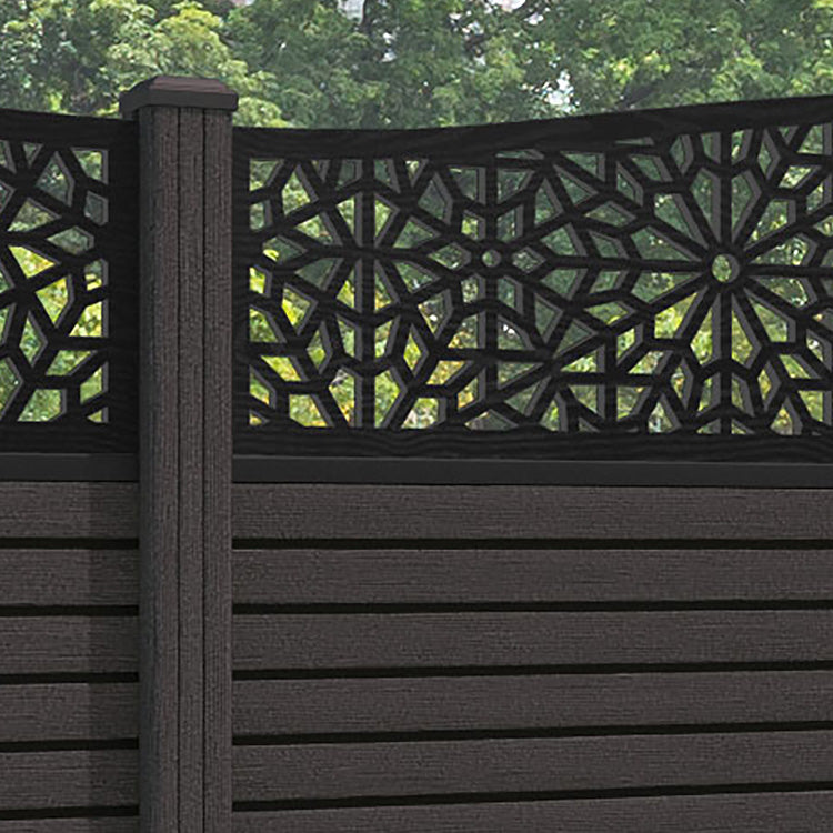 Hudson Alnara Curved Top Fence Panel - Dark Oak - with our composite posts