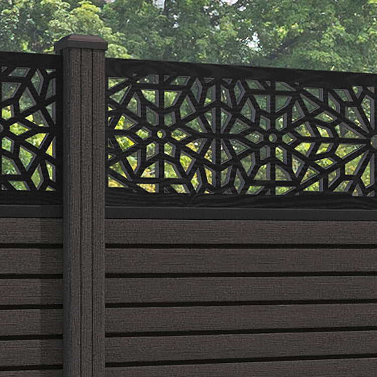 Hudson Alnara Fence Panel - Dark Oak - with our composite posts