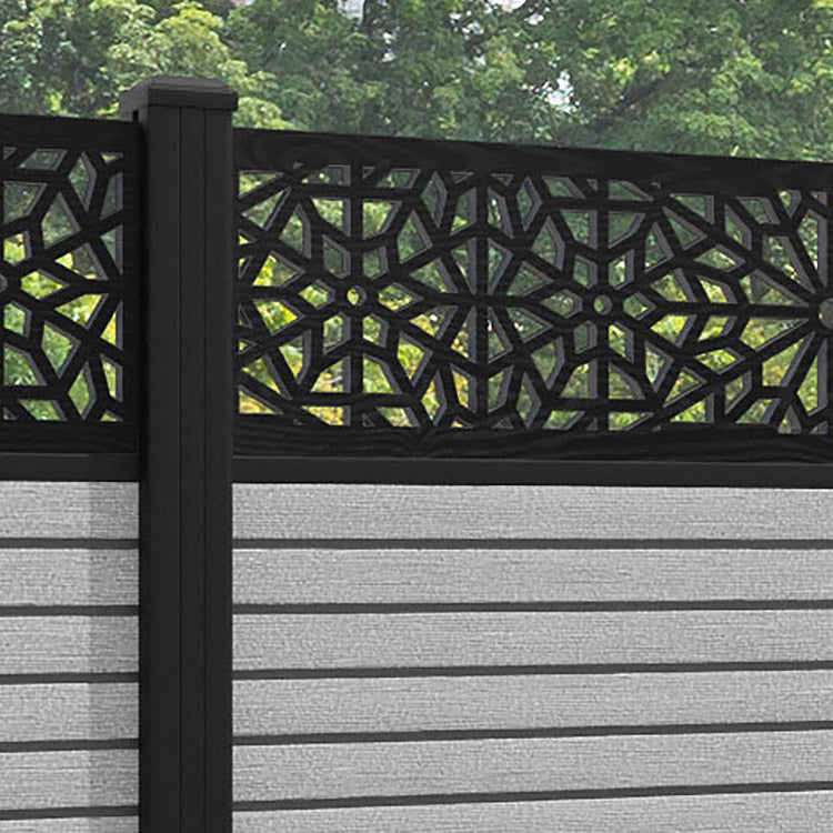 Hudson Alnara Fence Panel - Light Grey - with our aluminium posts