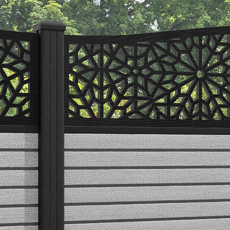 Hudson Alnara Curved Top Fence Panel - Light Grey - with our composite posts