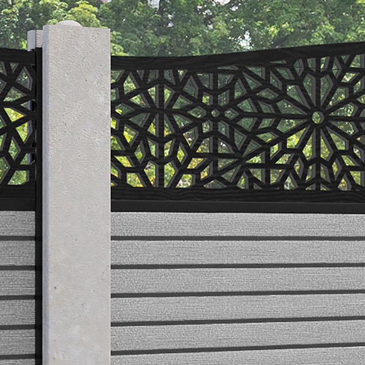 Hudson Alnara Curved Top Fence Panel - Light Grey - for existing concrete posts