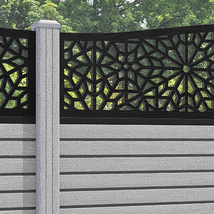 Hudson Alnara Curved Top Fence Panel - Light Grey - with our composite posts