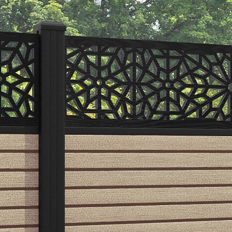 Hudson Alnara Fence Panel - Light Oak - with our aluminium posts