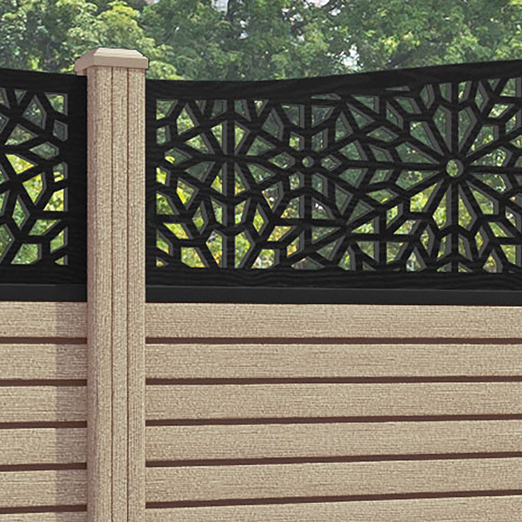 Hudson Alnara Curved Top Fence Panel - Light Oak - with our composite posts