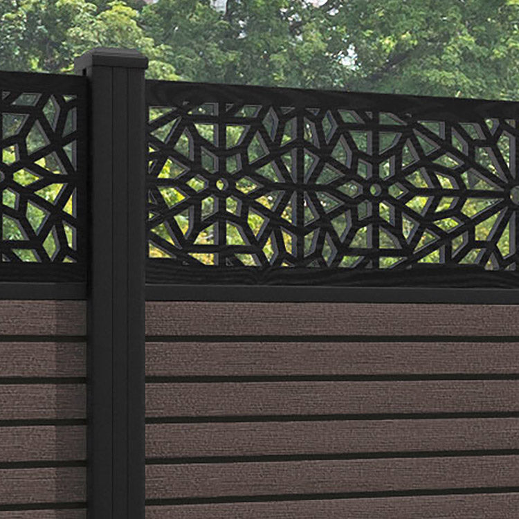 Hudson Alnara Fence Panel - Mid Brown - with our aluminium posts