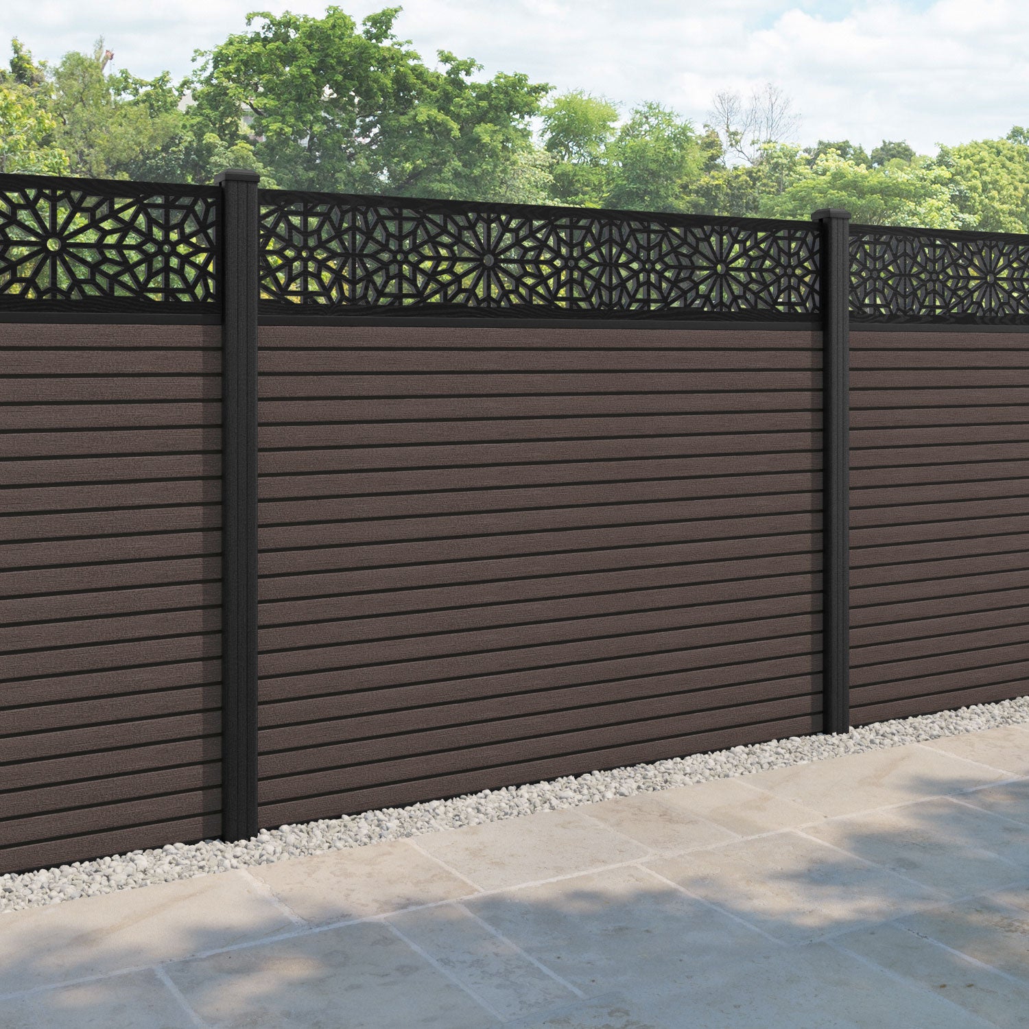 Hudson Alnara Fence Panel - Mid Brown - with our composite posts