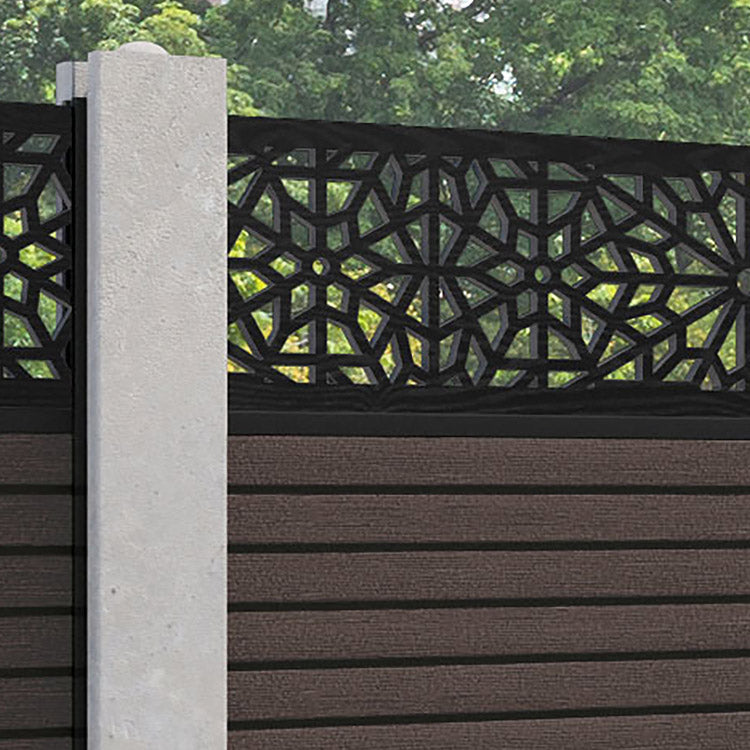 Hudson Alnara Fence Panel - Mid Brown - for existing concrete posts