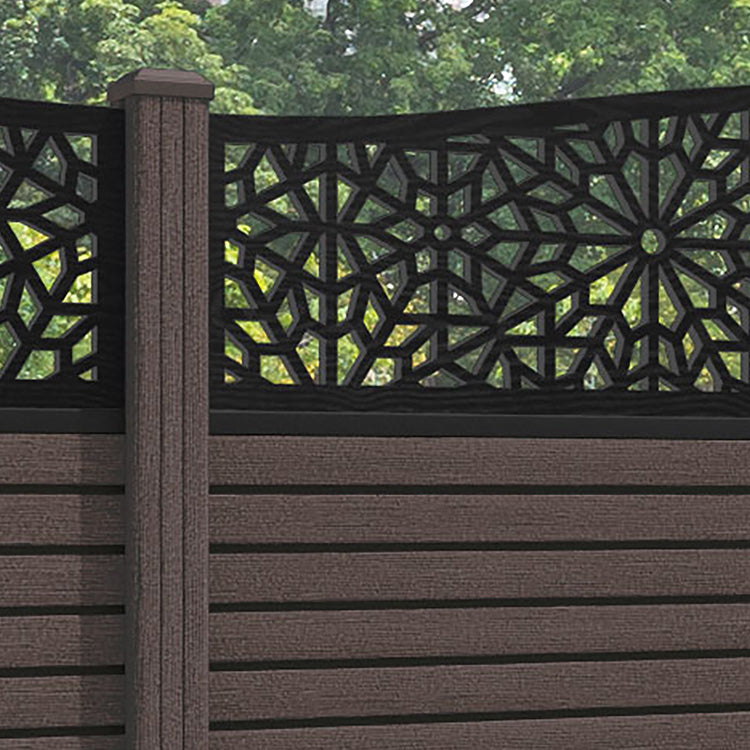 Hudson Alnara Curved Top Fence Panel - Mid Brown - with our composite posts