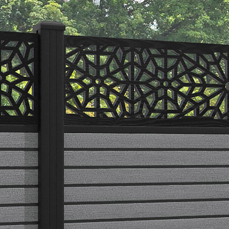 Hudson Alnara Fence Panel - Mid Grey - with our aluminium posts