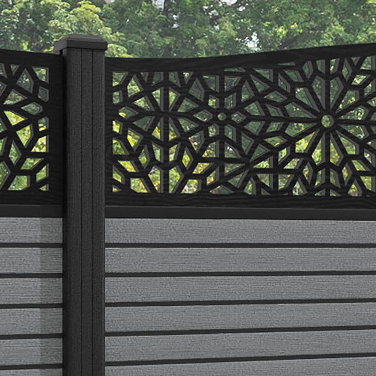 Hudson Alnara Curved Top Fence Panel - Mid Grey - with our composite posts