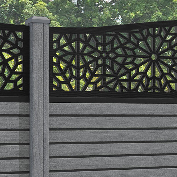 Hudson Alnara Curved Top Fence Panel - Mid Grey - with our composite posts