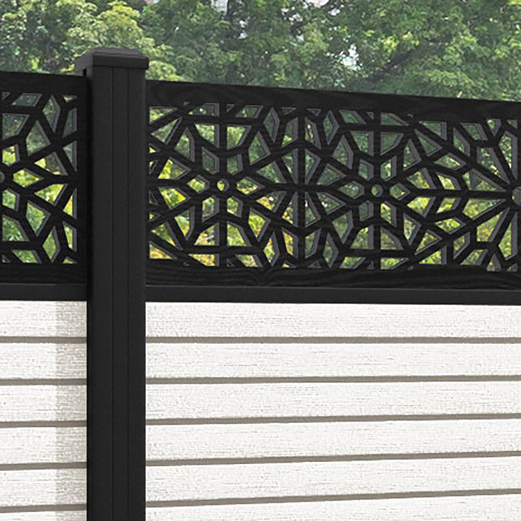 Hudson Alnara Fence Panel - Light Stone - with our aluminium posts