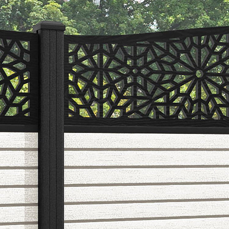 Hudson Alnara Curved Top Fence Panel - Light Stone - with our composite posts