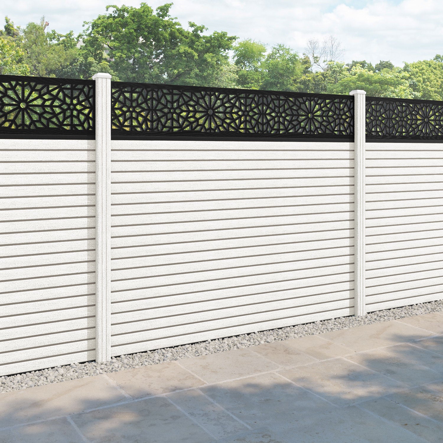 Hudson Alnara Fence Panel - Light Stone - with our composite posts