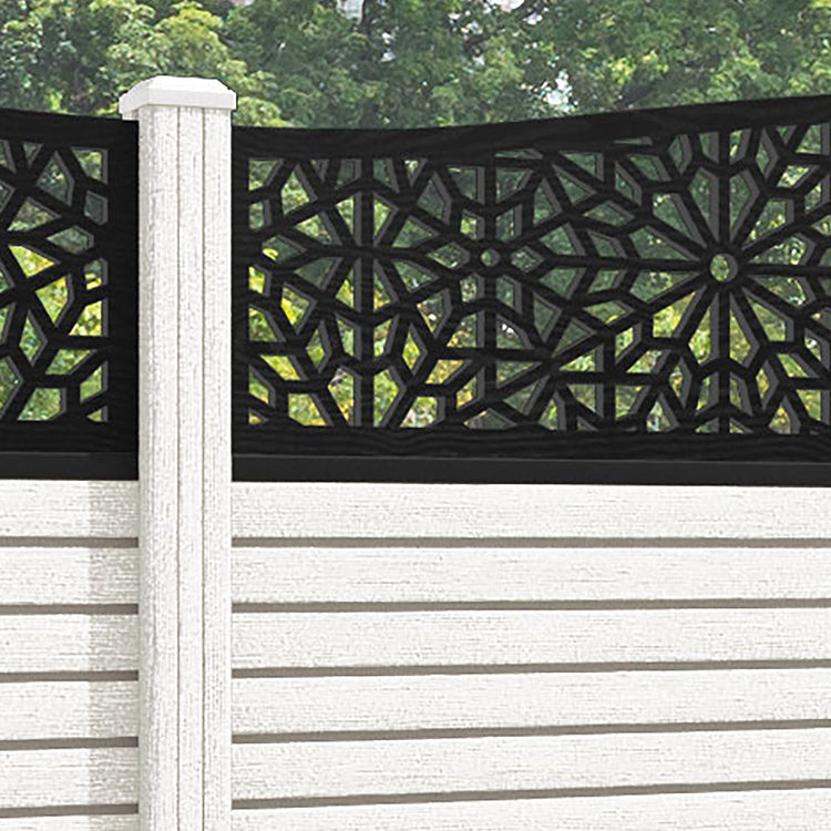 Hudson Alnara Curved Top Fence Panel - Light Stone - with our composite posts