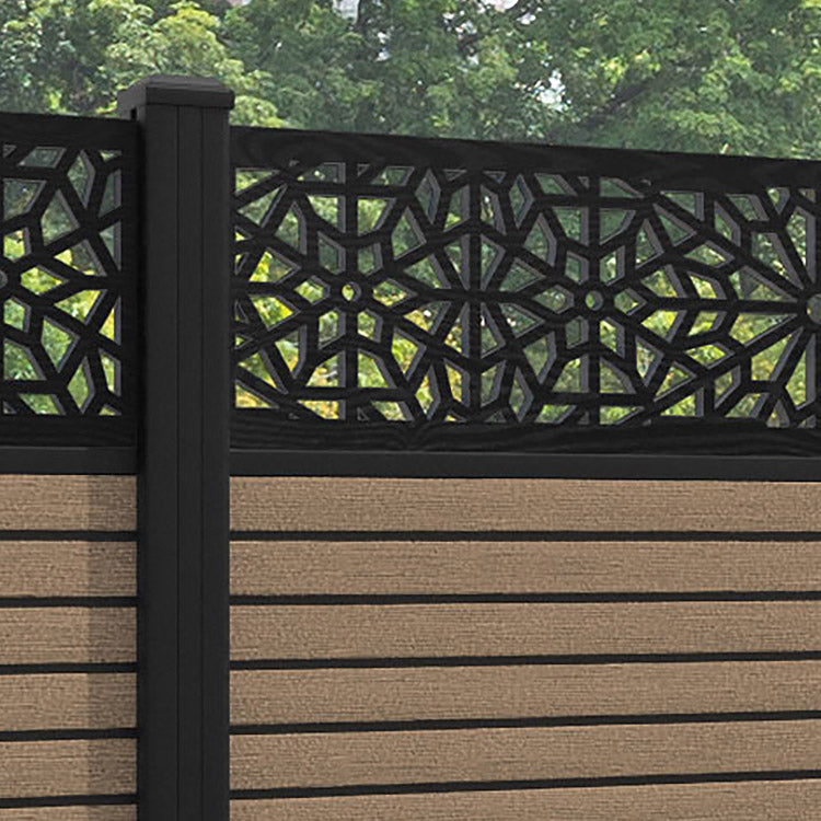 Hudson Alnara Fence Panel - Teak - with our aluminium posts