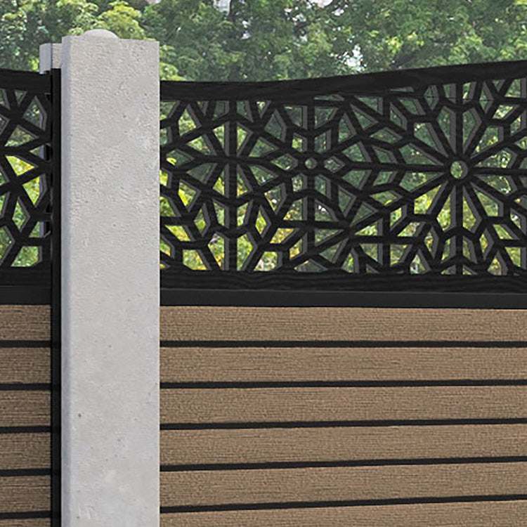Hudson Alnara Curved Top Fence Panel - Teak - for existing concrete posts