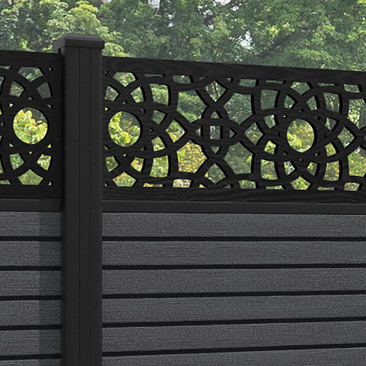 Hudson Ambar Fence Panel - Dark Grey - with our aluminium posts