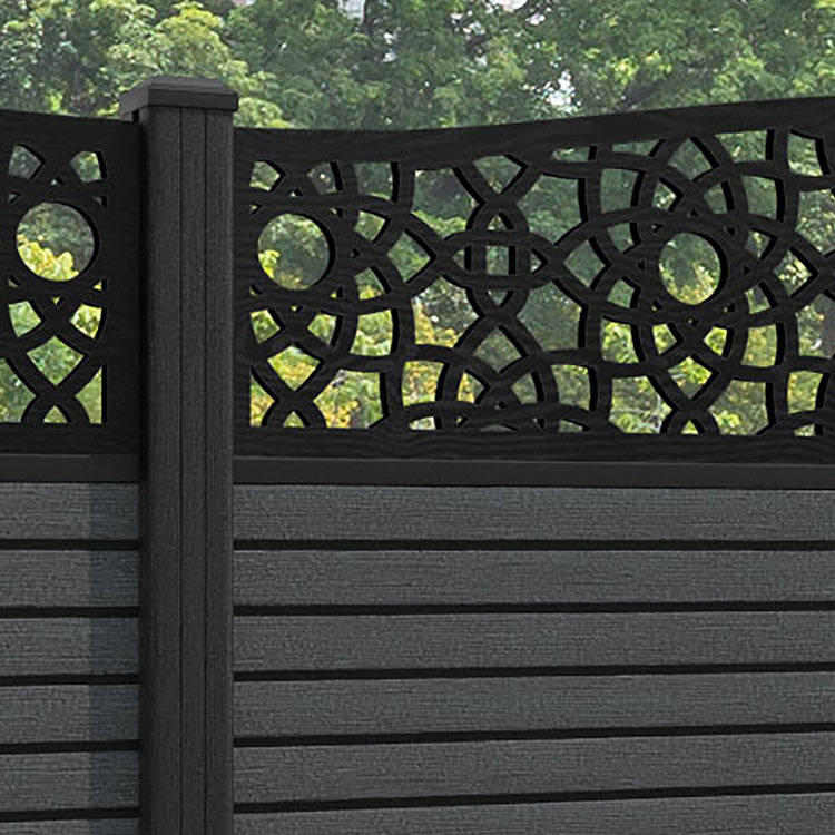 Hudson Ambar Curved Top Fence Panel - Dark Grey - with our composite posts