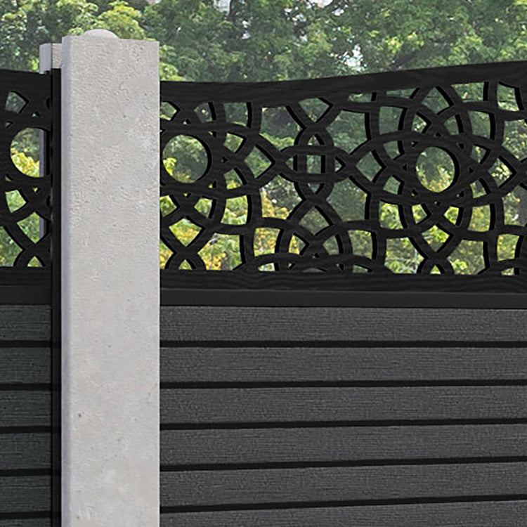 Hudson Ambar Curved Top Fence Panel - Dark Grey - for existing concrete posts