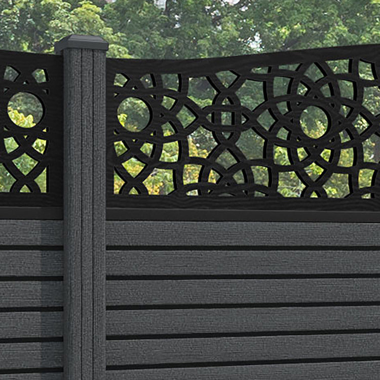 Hudson Ambar Curved Top Fence Panel - Dark Grey - with our composite posts