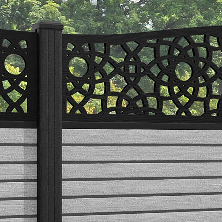 Hudson Ambar Curved Top Fence Panel - Light Grey - with our composite posts