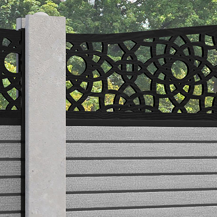 Hudson Ambar Curved Top Fence Panel - Light Grey - for existing concrete posts