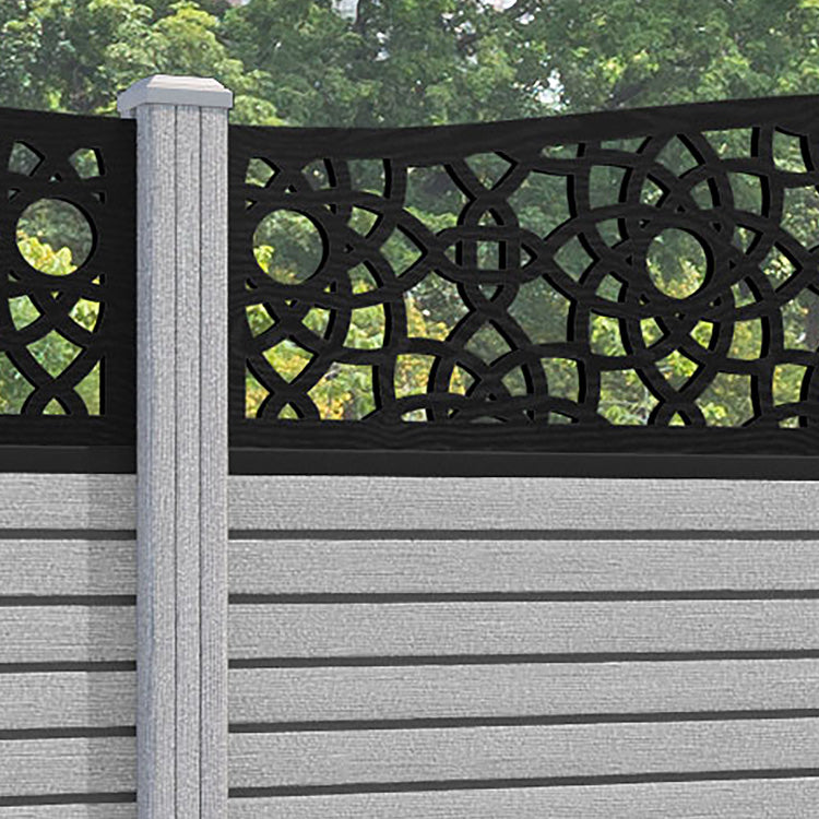 Hudson Ambar Curved Top Fence Panel - Light Grey - with our composite posts
