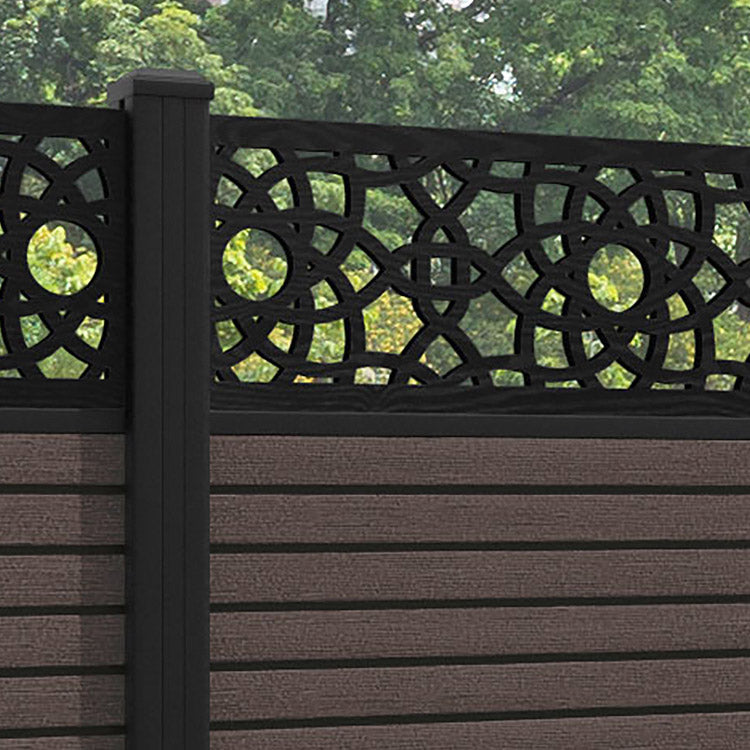 Hudson Ambar Fence Panel - Mid Brown - with our aluminium posts