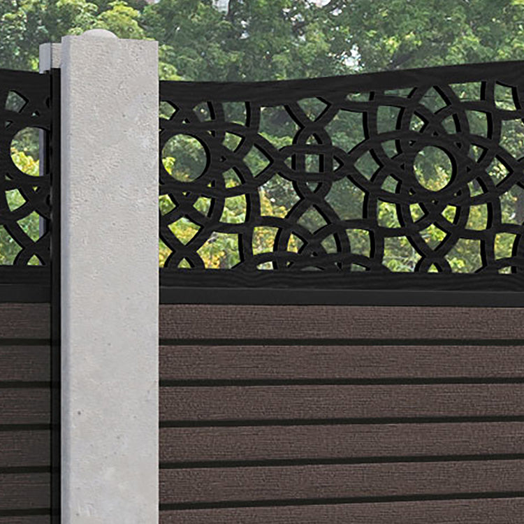 Hudson Ambar Curved Top Fence Panel - Mid Brown - for existing concrete posts
