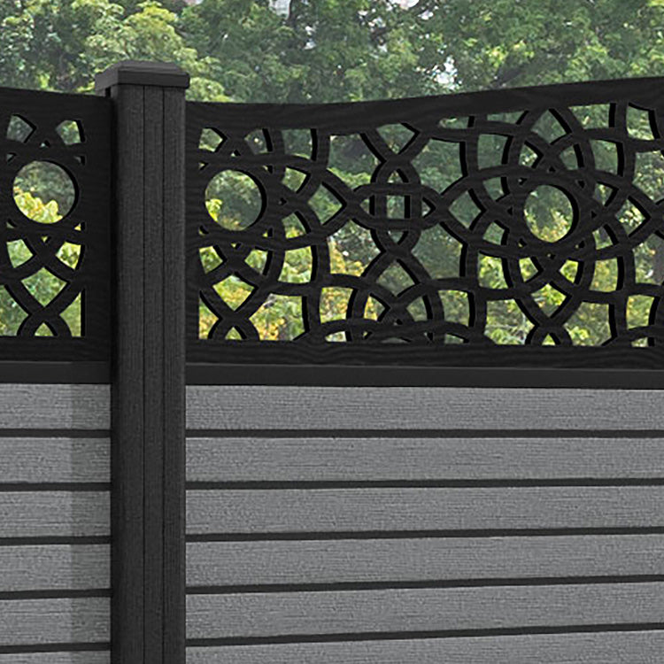 Hudson Ambar Curved Top Fence Panel - Mid Grey - with our composite posts