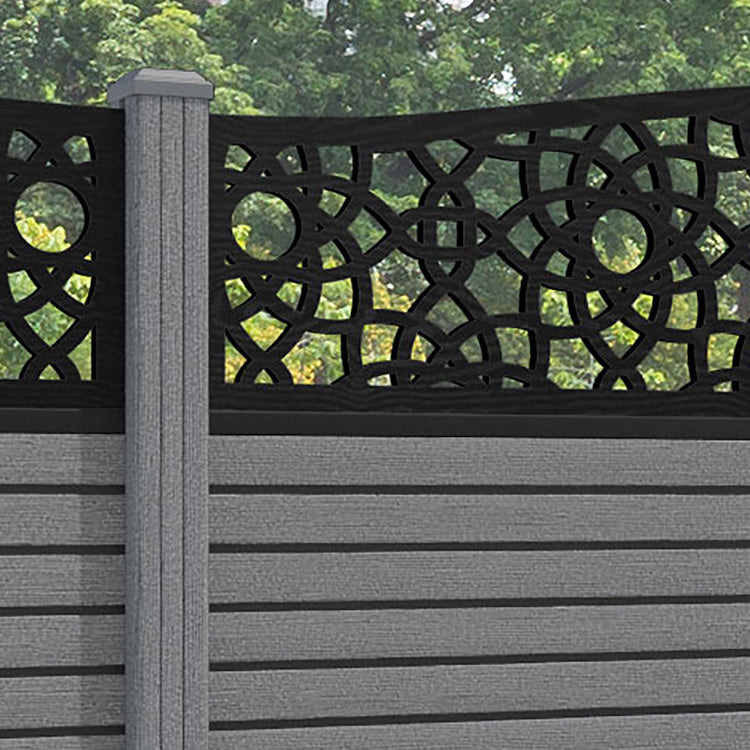 Hudson Ambar Curved Top Fence Panel - Mid Grey - with our composite posts