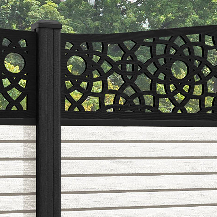 Hudson Ambar Curved Top Fence Panel - Light Stone - with our composite posts